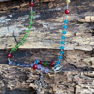 Santo Rosario, Holy Rosary, Catholic Prayer Necklace Rosary Handmade
